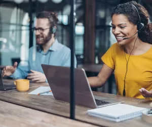 professional interpreting services: a male and a female interpreter in action